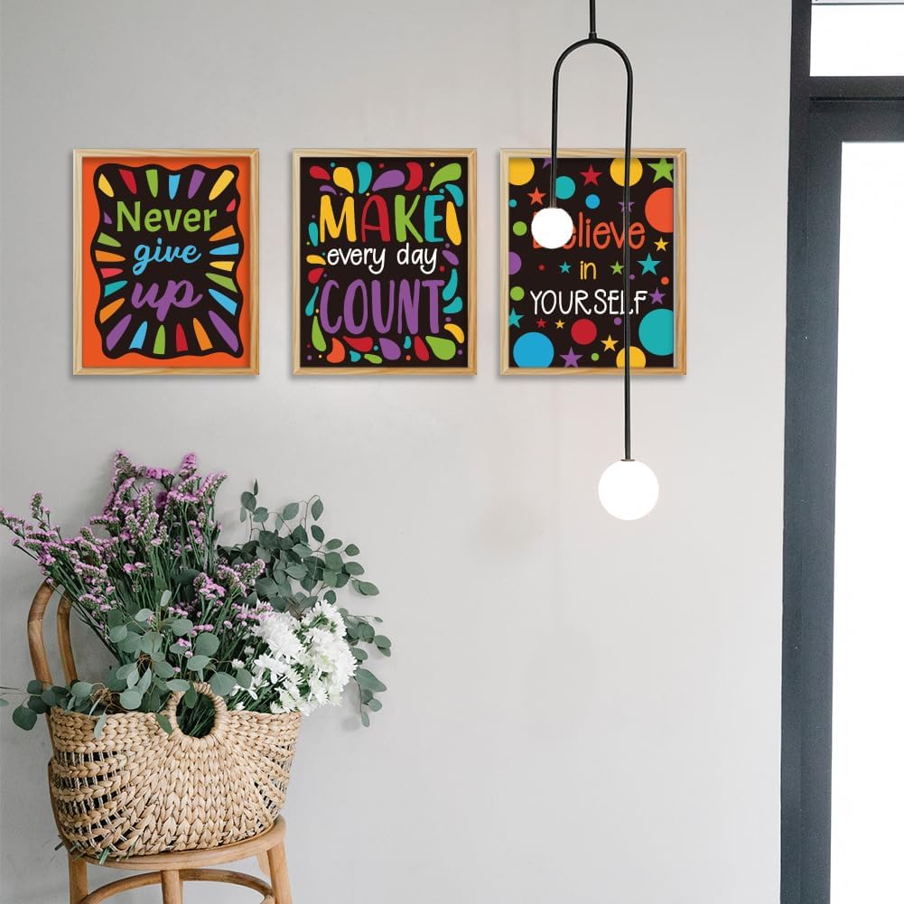 WEBEEDY 9 Pcs Motivational Posters Believe in Yourself Inspiring Canvas Wall Art Decor Boho Aesthetic Prints for Wall Decor Unframed,20x25cm/8x10 Wall Art for Living Room Bedroom Office Library Decor