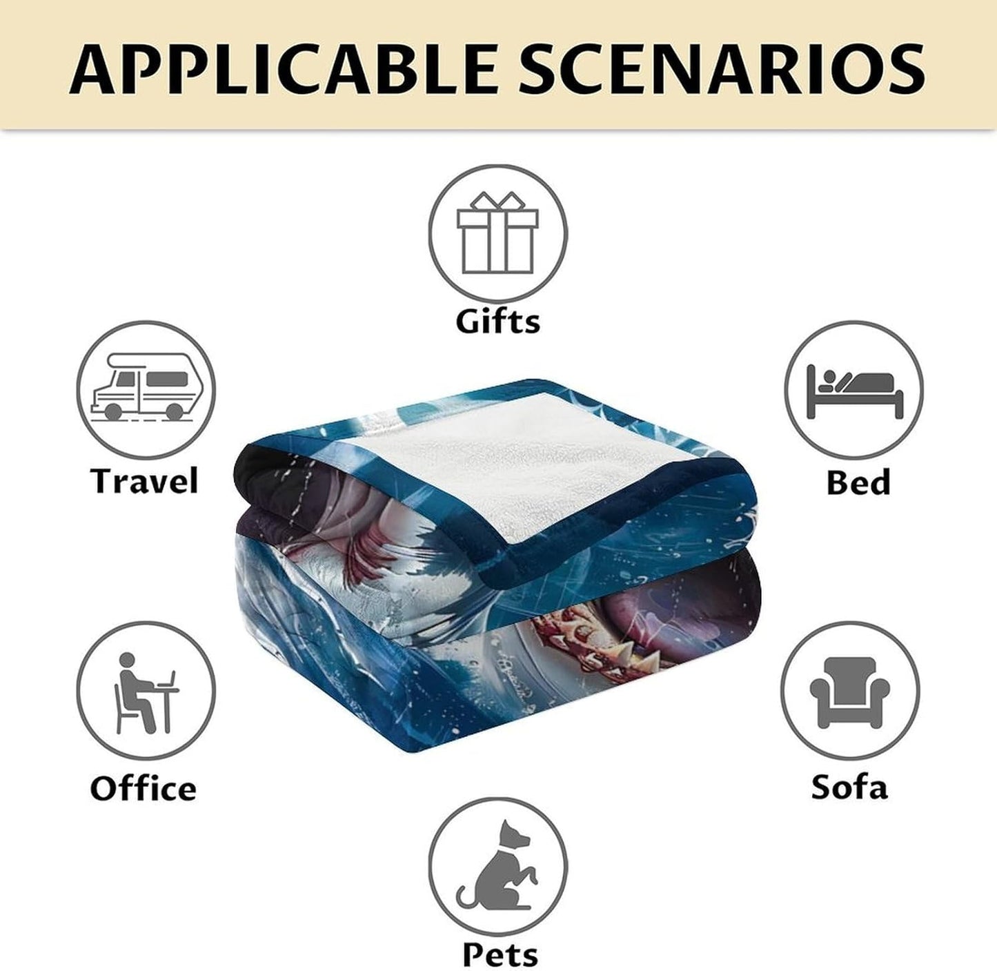 Shark Blanket for Kids 5-7 - 40 x 50 Inches Soft Flannel Throw for Animal Lover - Soft Warm Throw Blankets Stuff for Couch, Sofa