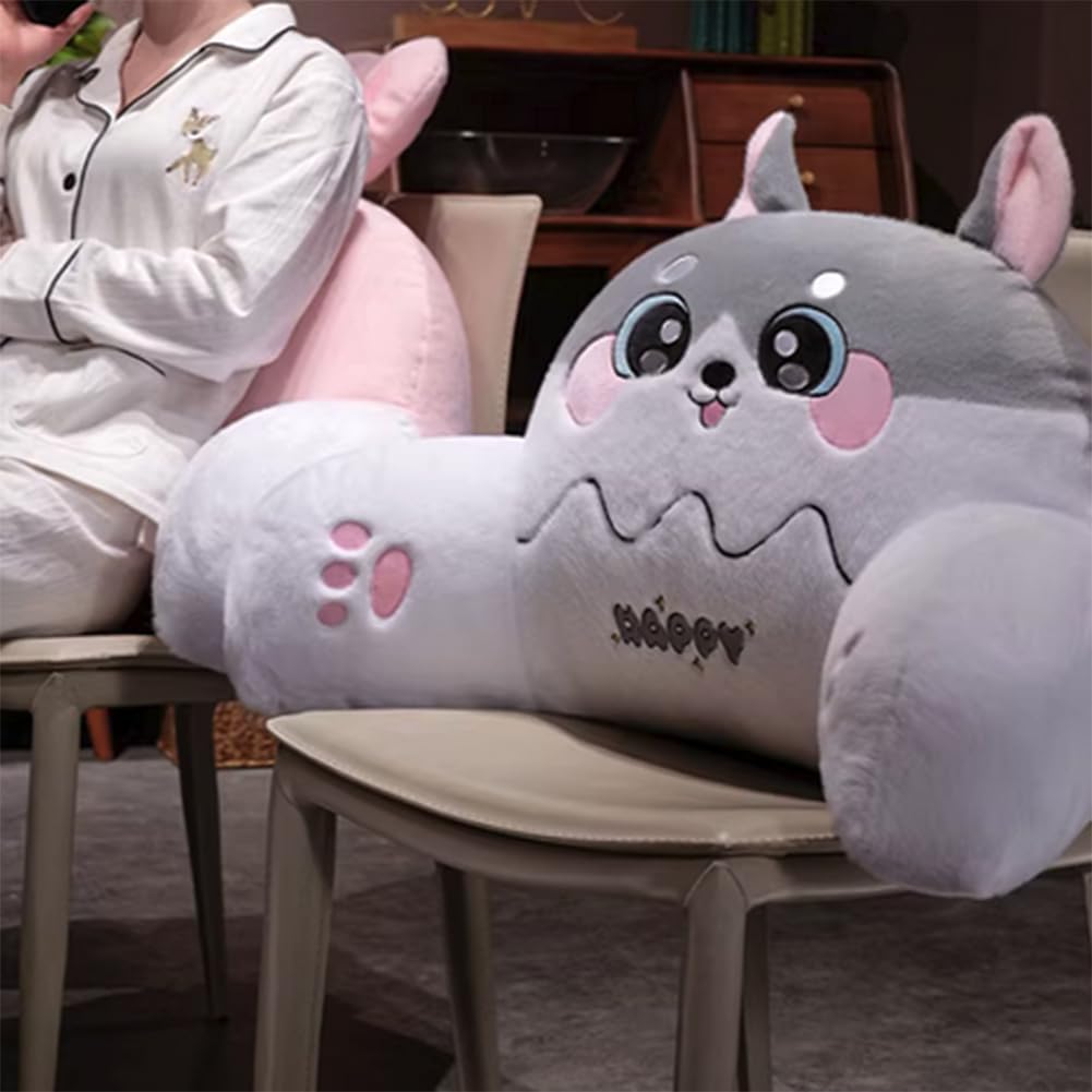 Tingting's Dream Cartoon Office Soft Lumbar Back Cushion Bed Rest Reading Pillow Plush Sofa Sitting Waist Pillows Sleeping Neck Cushions (Pink Rabbit, 60×40CM/23.6"×15.7")