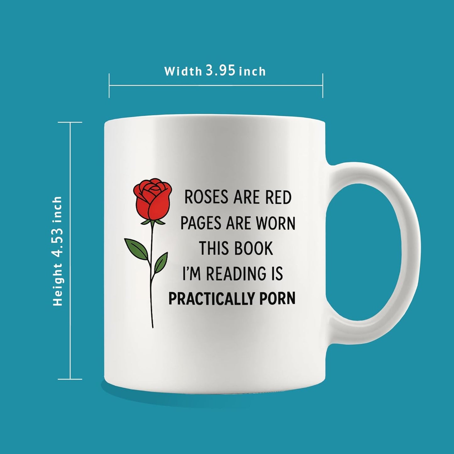 Panvola Roses Are Red Pages Are Worn Book Lover Gifts Reader Librarian Reading Library Science Student Ceramic Mug 11oz White