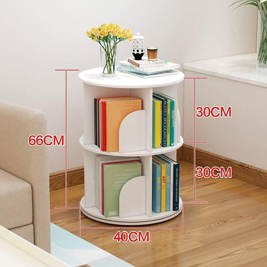 360° Rotating Bookshelf with Wheels Stackable Floor Standing Bookcase Book Organizer Storage Shelves Rack for Kids Room Multi-Layer Storage Rack