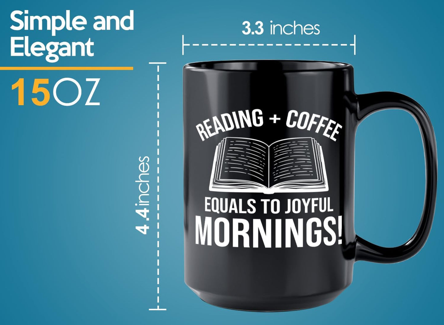 Book Lover Coffee Mug 15oz Black -Reading Coffee equals - Bookworm Literature Library Book Lover Reader Booked Editor Intellectual Studious