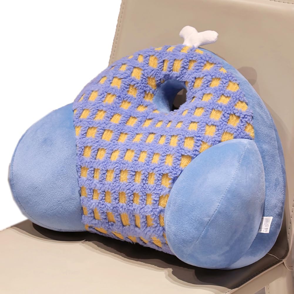 Tingting's Dream Creative Office Chair Lumbar Back Pillow Cute Soft Bed Sofa Rest Reading Pillow Nap Sleeping Rest Chair Waist Cushion (Blue, 45×35×20CM/17.7"×13.8"×7.87")