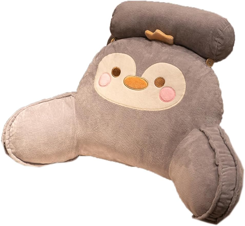 Tingting's Dream Cute Cartoon Bed Rest Reading Pillow Office Chair Lumbar Support Pillow Sofa Waist Back Cushion Soft Backrest Pillow (Gray Penguin, 60×50CM/23.6"×19.7")