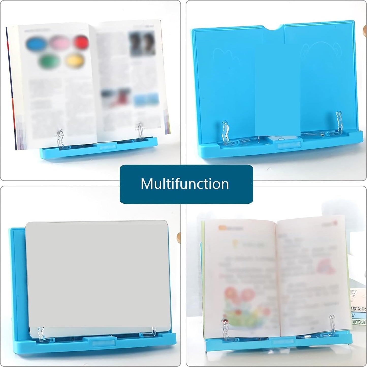 Book Stand Desk Book Stand Reading Rest Holder Adjustable Angle Cookbook Stands Portable Bookstand for Textbook Music Document 8.3 x 8.1 inch (Color : Pink) (White)
