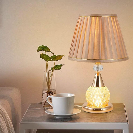 Bedroom Table Light Fabric Lampshade Tawny Glass body Study Room Desk Lamp Decorative House Table Lighting Fistures