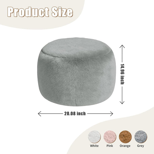 Round Stuffed Pouf Ottoman for Foot Rest, A Round Modern Foam Filled Poufs, Floor Chair for Living Room, Nursery, Dorm, A Soft Modern Foot Stool Perfect to Rest Your Feet (Grey, 20Inch)