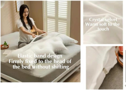 Reading Wedge Pillow,Crystal Velvet Headboard Cushion Large Backrest,Full Bed Rest Support Bolster Daybed Bunk Bed Dorm Cushion with Removable Cover(Size:70"/180cm,Color:White)