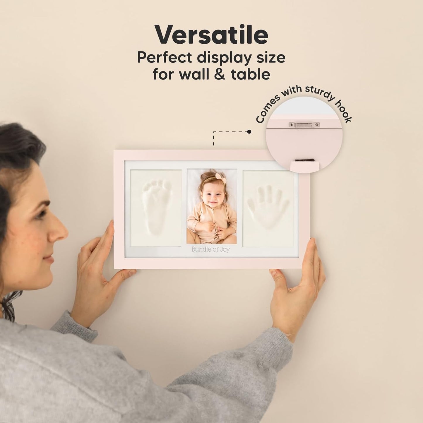 KeaBabies Baby Hand and Footprint Kit - Clay Handprint Keepsake Frame, Newborn Nursery Picture Frame, Personalized New Mom Gifts for Baby First Christmas Shower (Petal Pink)