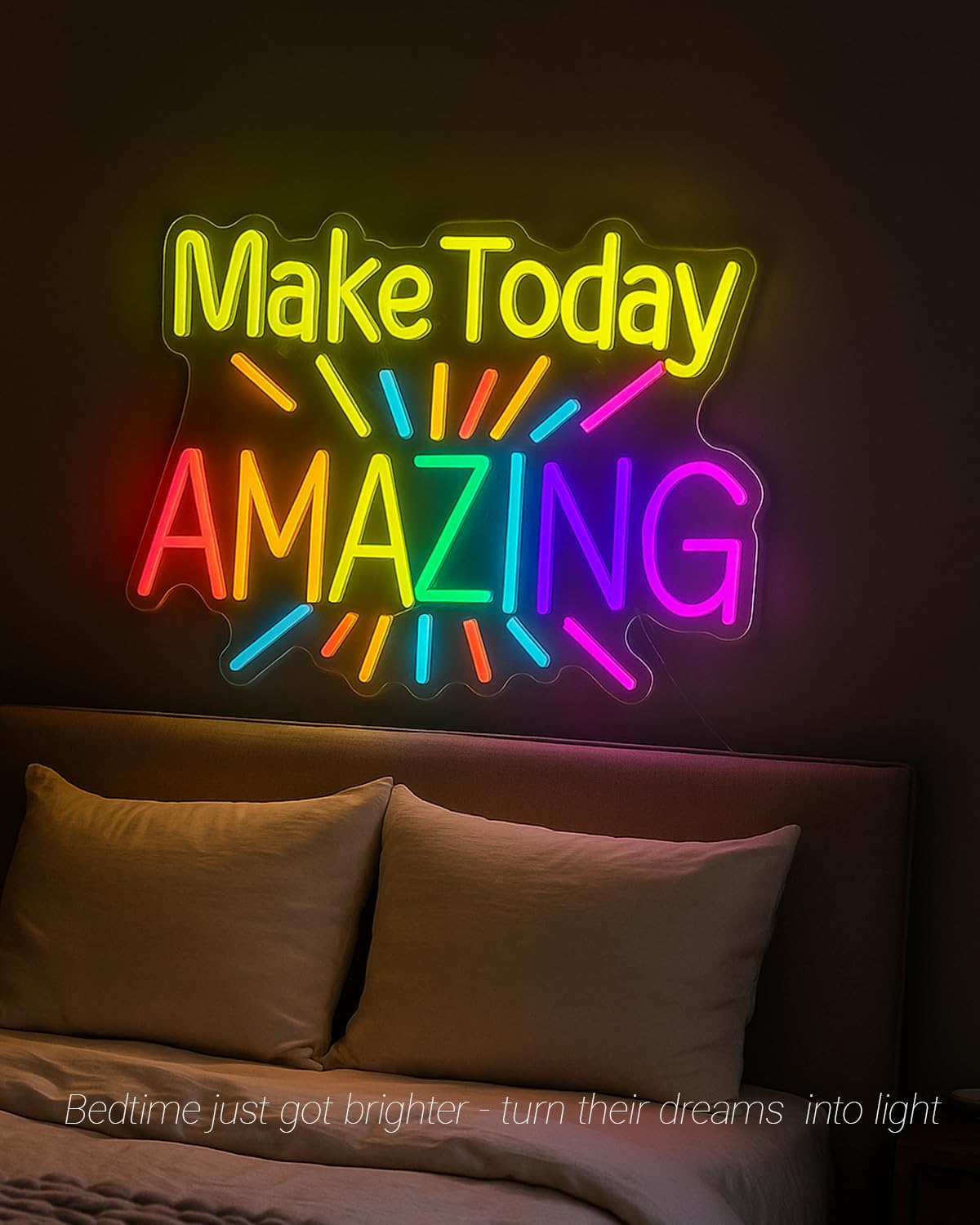 Make Today Amazing Neon Sign for Classroom Decor, Motivational Wall Light LED Sign, USB Powered Bedroom Study Decor, Birthday Gift for Children & Students