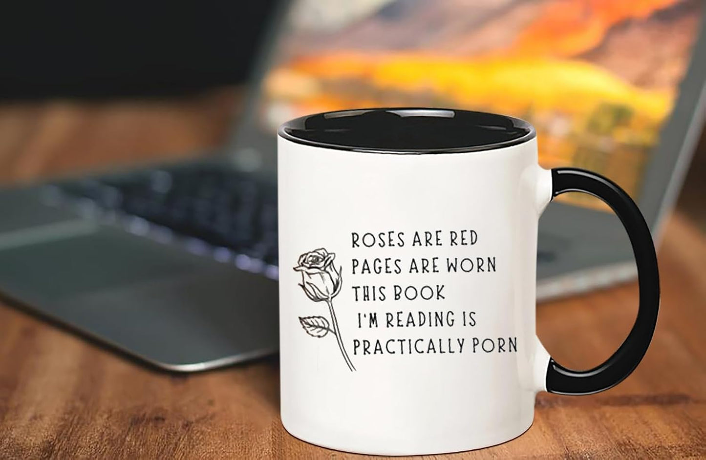 Smut Readers Mug - Reading, Roses Are Red, Spicy Book Lovers Gift - 11 Oz Novelty Coffee Cup, Black