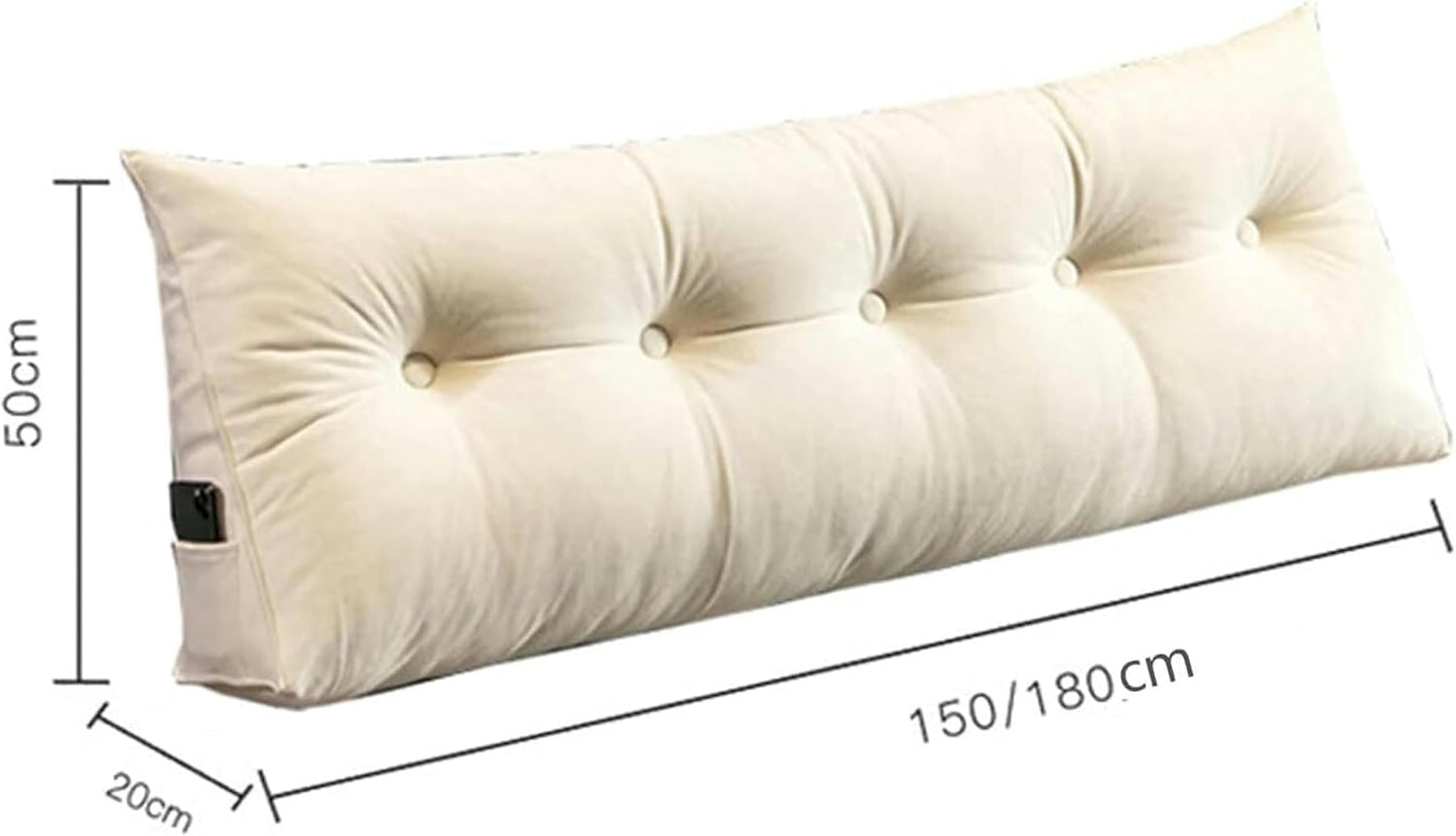 Queen Wedge Pillow Headboard Triangular Headboard Sofa Bed Pillow Sofa Bed Pillow for Reading, Back Positioning Support for Headboard with Removable Cover, Gray