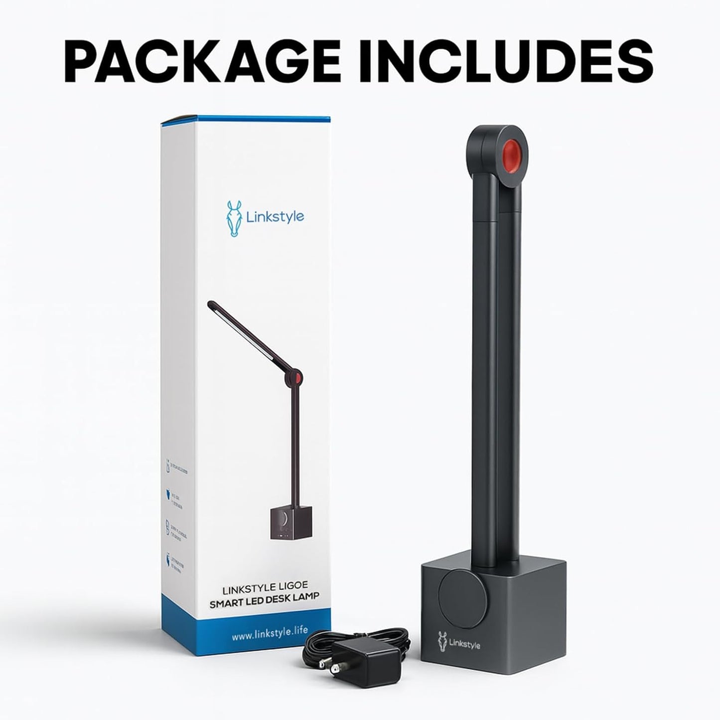 Ligoe Minimalist Home Office Desk Lamp by LINKSTYLE — Foldable Desk Light, Eye Protections LEDs, Dimmable Lights, App Control