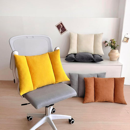 Tingting's Dream Corduroy Creative Lumbar Support Pillow Office Chair Waist Cushion Soft Rest Chair Pillows Reading Lumbar Back Cushions (Dark Orange, 68×40×14cm/26.77"×15.7"×5.51")