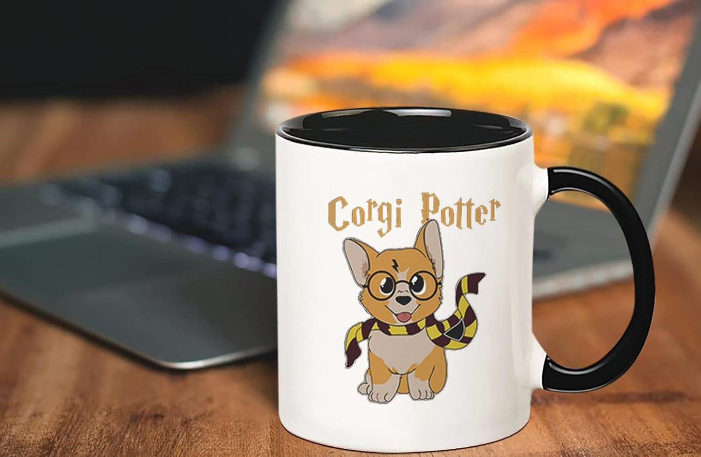 Fonhark Corgi Potter Mug - Dog Mom Dad, Corgi Lover, 11 Oz Novelty Coffee Mug/Cup