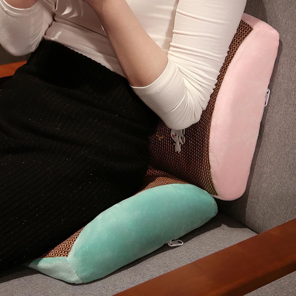Tingting's Dream Cute Lumbar Support Pillow Summer Cool Office Chair Back Cushion Sofa Reading Rest Waist Pillow Home Chair Back Pillow (Rabbit Pattern, 35×30CM/13.8"×11.8")