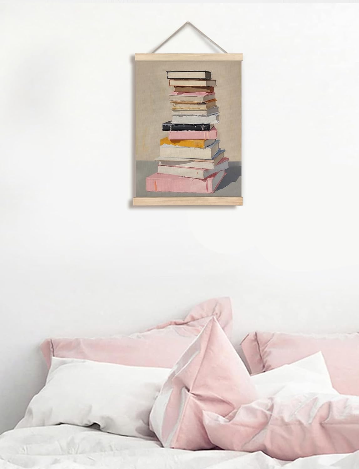 Trendy Book Reading Wall Art Poster Hanger Framed, Book Lover Bookish Canvas Prints Wall Art for Reading Corner Nook Classroom Library Gallery Office Decor, 12x16 Inches