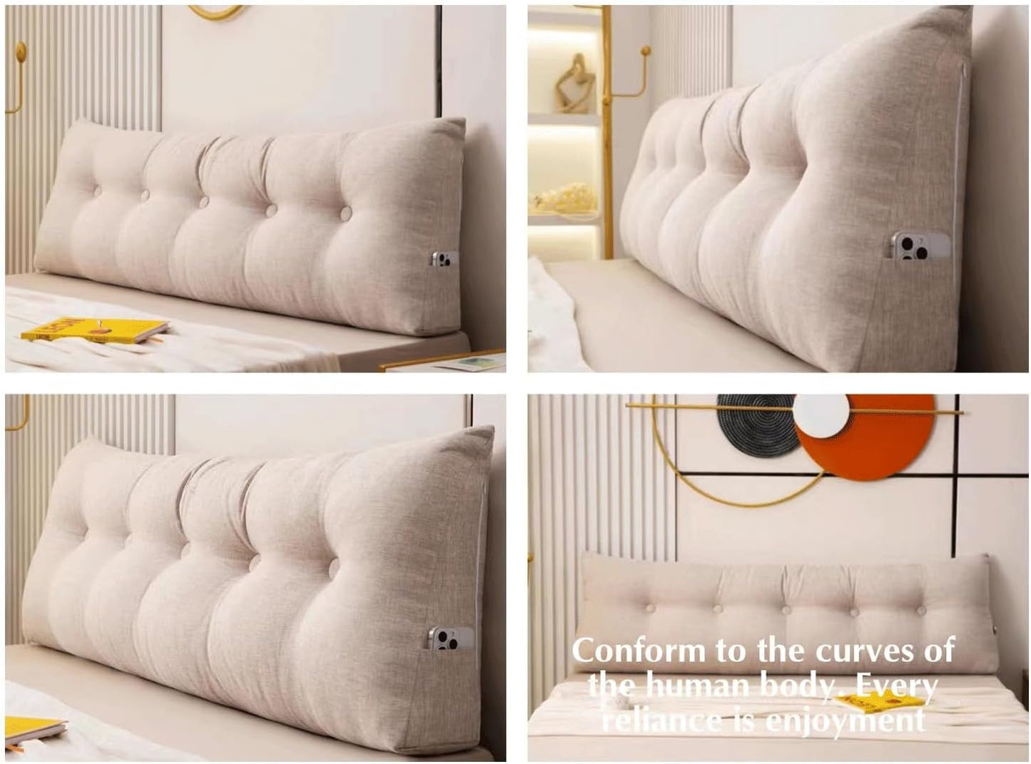 Bed Rest Pillow for Back Support, Headboard Cushion for Sitting Up in Bed, Comfortable Backrest for Reading, Watching TV, or Relaxing. (G 190X40cm)