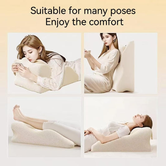 Reading Pillow for Bed Adult, Back Pillow for Bed Sitting Up, Back and Leg Pain Relief Acid Reflux, Back Support Pillow with Adjustable Headrest,Memory Foam Pillows for Abdomen, Exchangeable Cover