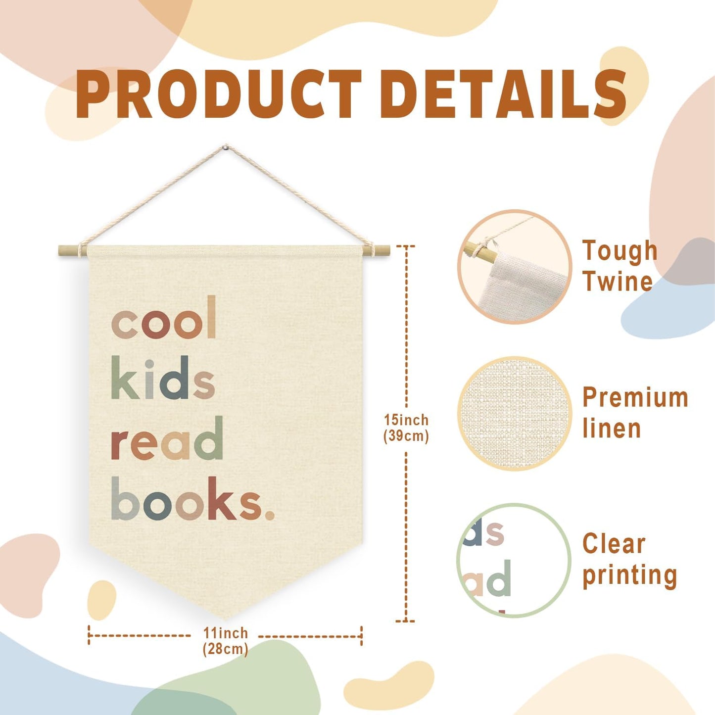 Cool Kids Read Books Wall Hanging Banner, Boho Classroom Decor Read Corner Pennant Flag Wall Decor, Book Lover Gift, Playroom Reading Book