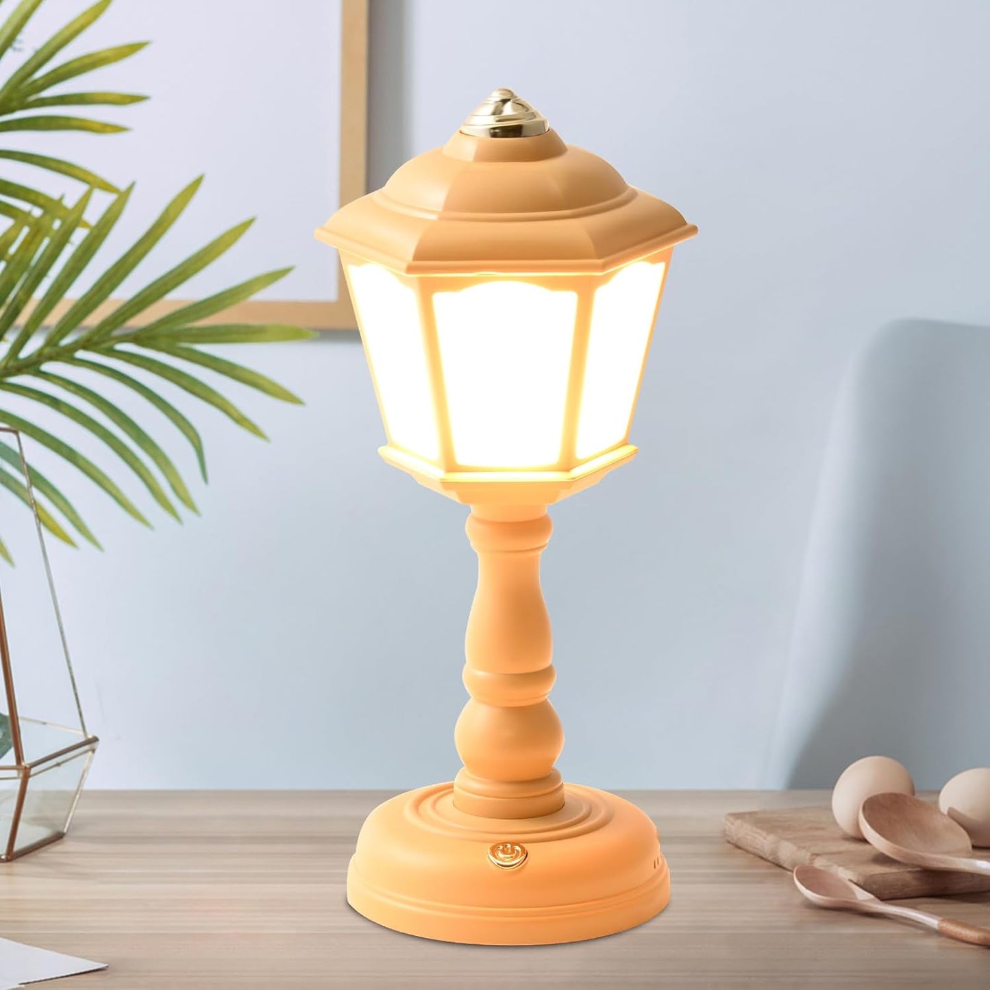 Mini Vintage LED Desk Lamp - Dimmable Table Reading Light with USB Charging Port, Sensitive Control, Eye-Caring Office Lighting - Beautiful Decorative (Yellow)