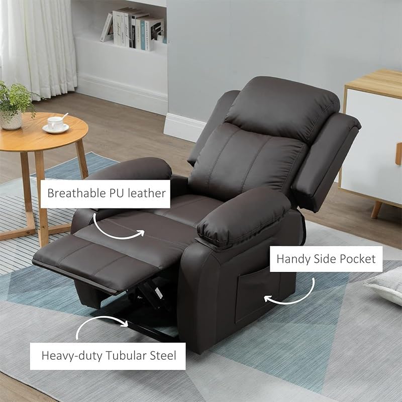 Adults Massage Recliner Chair with Massage and Heated Brown Leather Electric Lift Recliner Chair for Elderly, Ergonomic Leisure Chair Classic Single Sofa