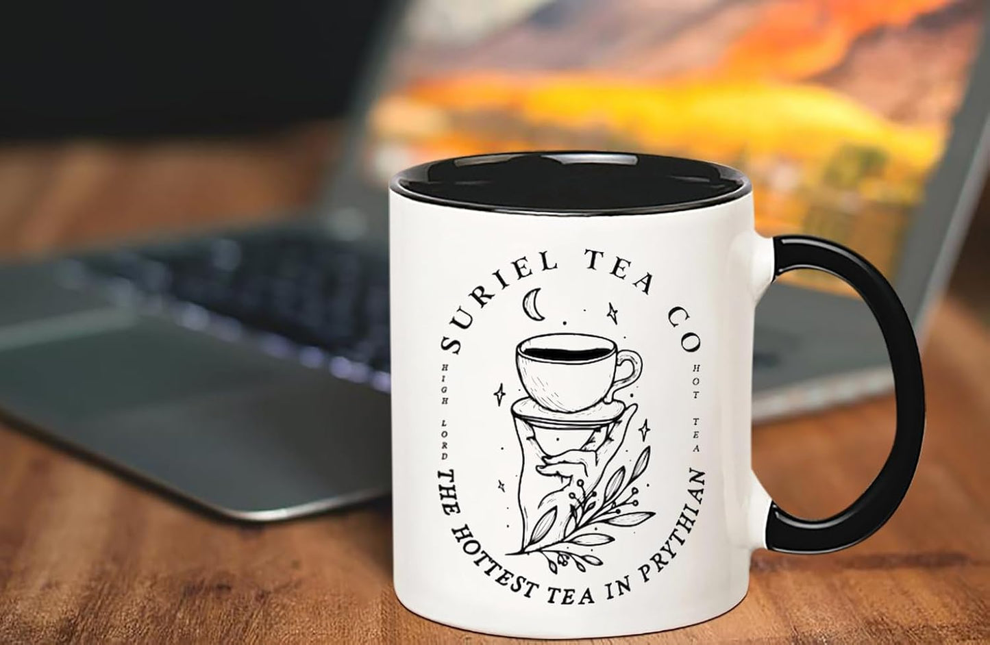 Suriel Tea Co Banned Books Mugs, Bookish Gift Booktok Mug, Reading Gifts for Librarian Cup Book Lover Gift, 11 Oz Novelty Coffee Mug, Black