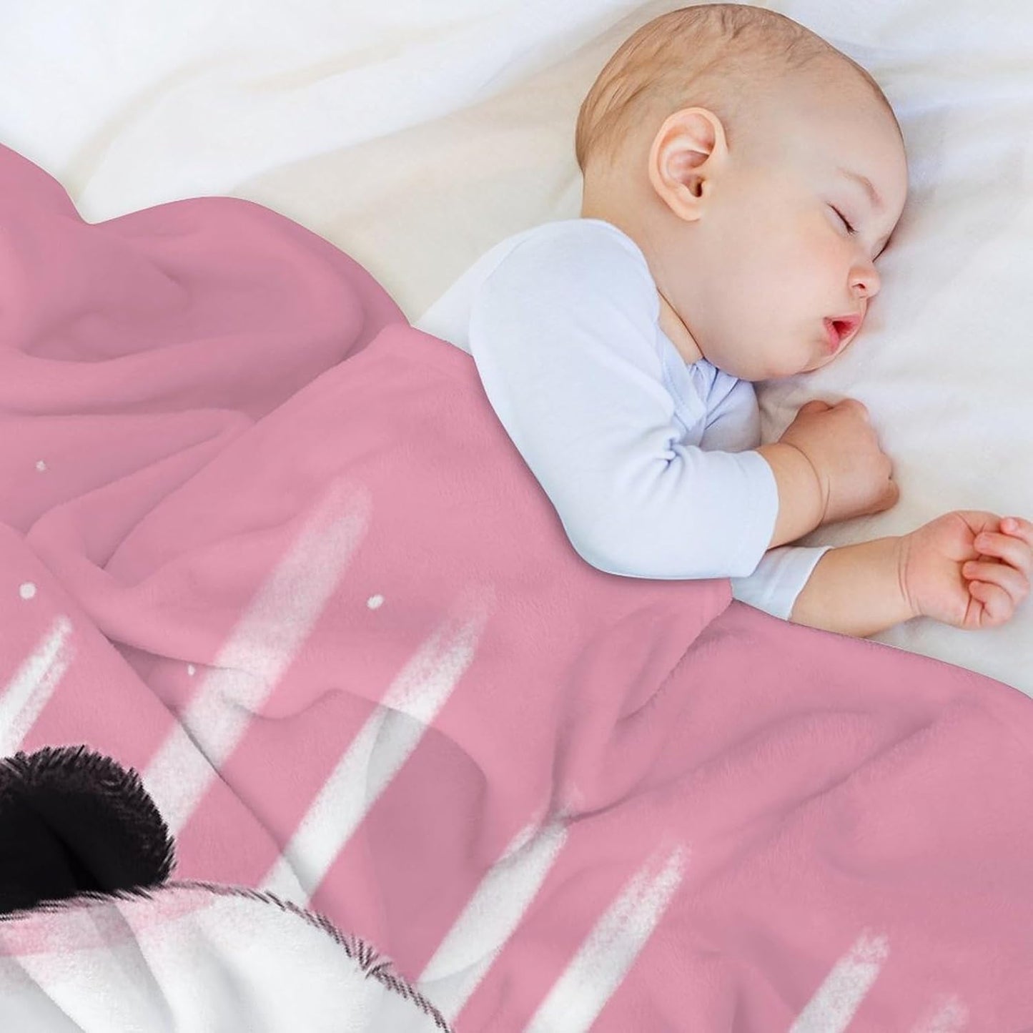 Pink Striped Panda Throw Blanket for Couch Super Soft Warm Lightweight Throw Blankets Cozy Flannel Bed Blanket Cute Decorative Blankets for All Seasons Home Decor Gift 30"*40"(76 * 100cm)