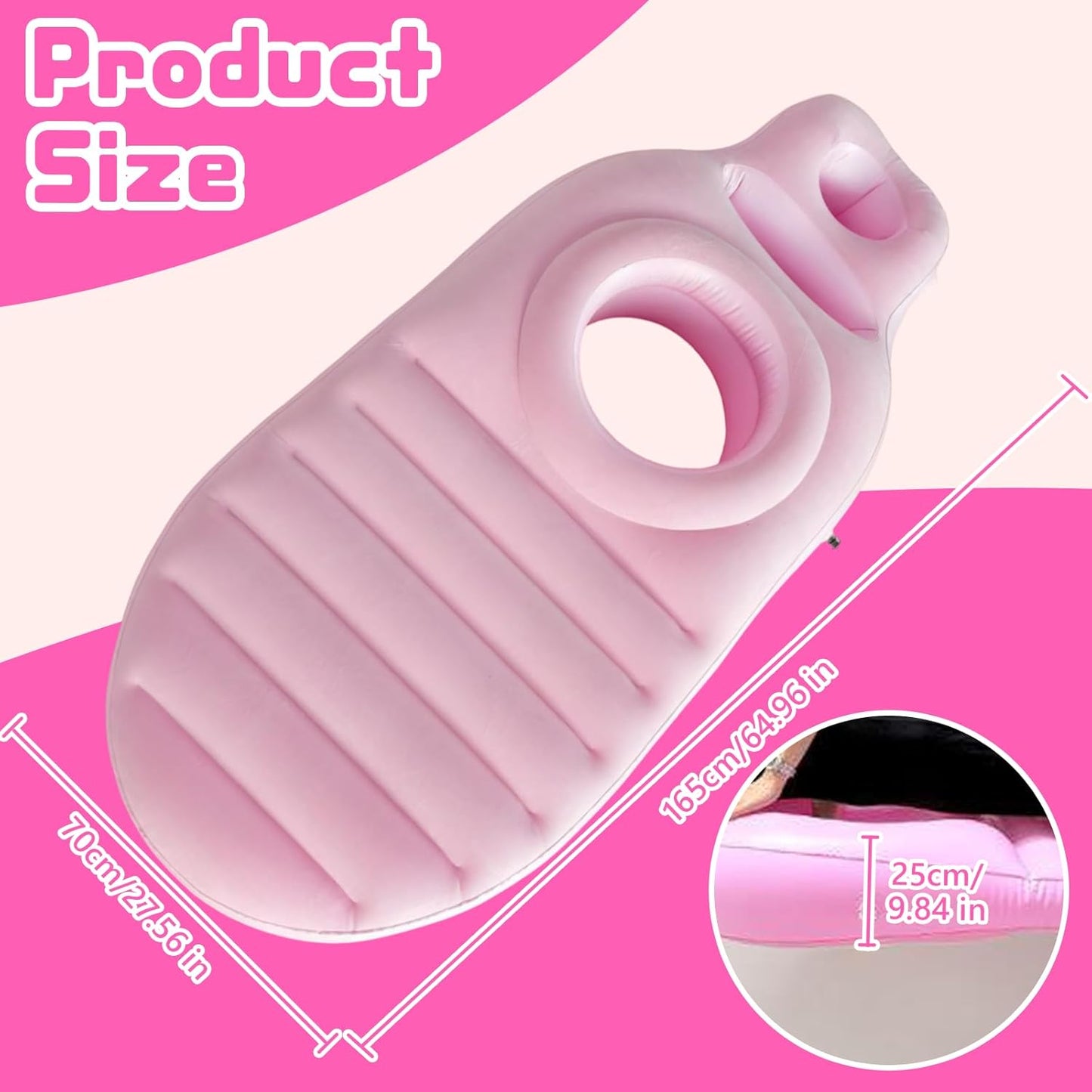 Portable Inflatable Pregnancy Pillow, Full Body Support Pregnancy Mattress with Electric Pump, Pregnant Blow Up Pillow with Hole for Stomach Sleeping, Back Pain & SPD Relief (Khaki)