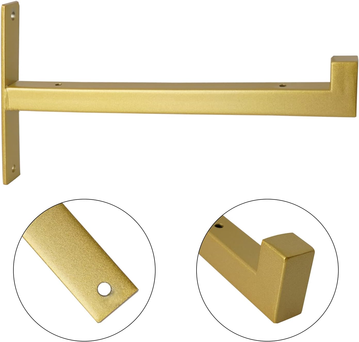 OVOV 2 Pcs Metal Shelf Brackets Heavy Duty Industrial Wall Mounted Floating Shelf Brackets (Gold) 12"