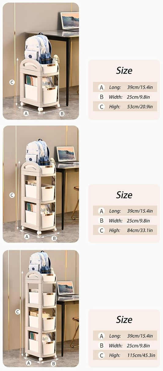 Mobile Bookshelf with Wheels Bookshelf with Wheels 3 Tier Modern Narrow Bookcase Removable Movable Unique Bookcase Small Bookshelf for Small Spaces Living Room Bedroom Study (Size : Two floors)