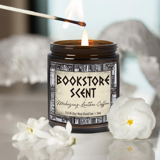 Book Lover Candle, Inspired Gift for Readers, Birthday, Book Themed Reading Gifts for Women, Bookworm, Librarian, Men, Bookstore Scent Mahogany Leather Coffee Scent Candle 9OZ