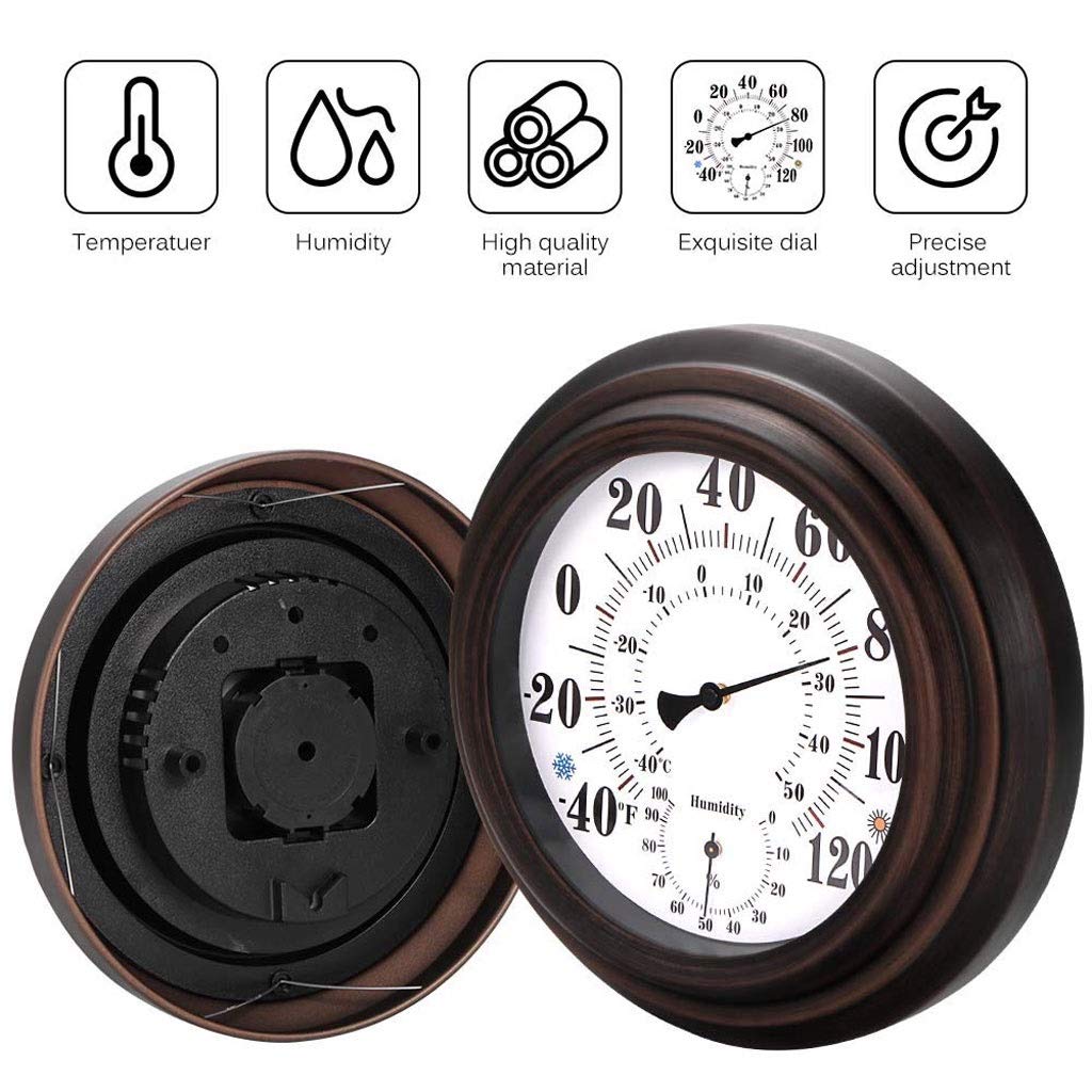 Premium Steel Wall Thermometer Indoor Outdoor for Patio, Pool, Kitchen, Garden, and Room Decorative