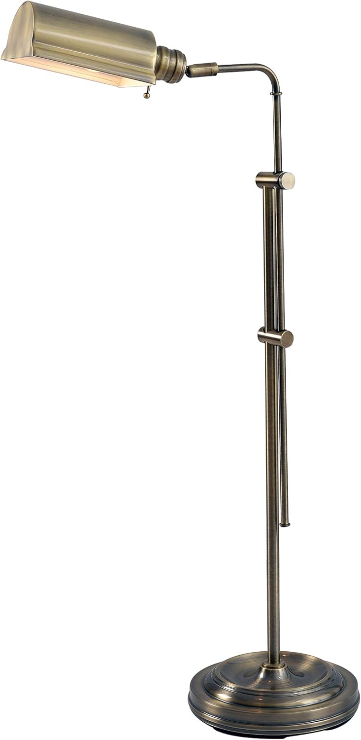 Kenroy Home 33055AB Denton Floor Lamp with Antique Brass Finish, Classic Style, 50" Height, 10.125" Width, 19.5" Depth