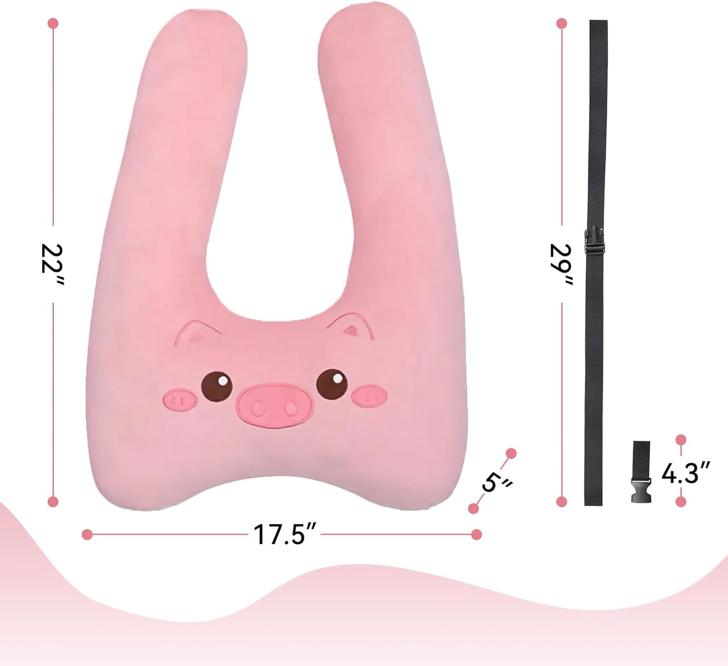 Kids Travel Pillow, Full Filling, Skin-Friendly Material, Suitable for Cars, Planes, Trains, and School Buses, Pink