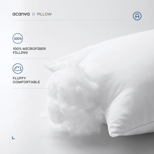 Acanva Premium Throw Pillow Inserts with Microfiber Filled, Lumbar Support Decorative Stuffer for Sofa Bed Couch & Chairs, 18x18, 2 Count, White