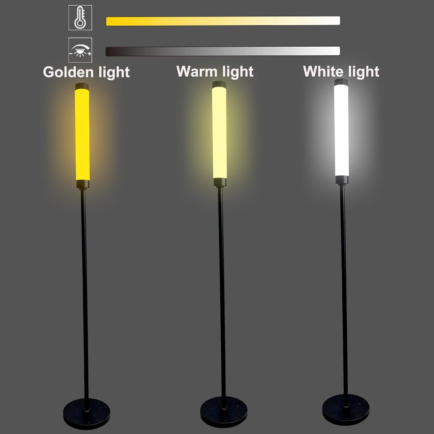 Voice-Activated Led Floor Standing Tall Lamp Custom Color Temperature Pole for Adults and Kids Indoor Bedroom Home Living Room Office (Black-Voice Control)