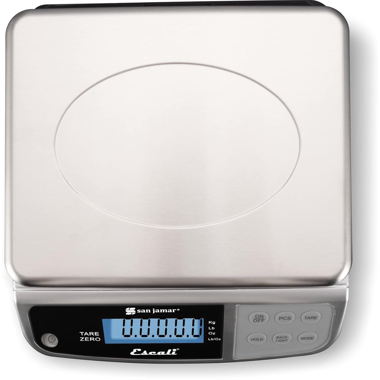 San Jamar Digital Food Scale, Battery Operated with 66 Pound Capacity for Cooking, Baking, Meal Prep, Diet Tracking, Stainless Steel, 6.82 Pounds, Silver