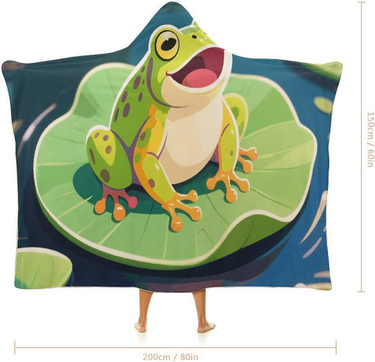 Frog in The Pond Wearable Hoodie Blanket for Women Men Fleece Blanket with Hood Oversized Warm Cozy Gifts