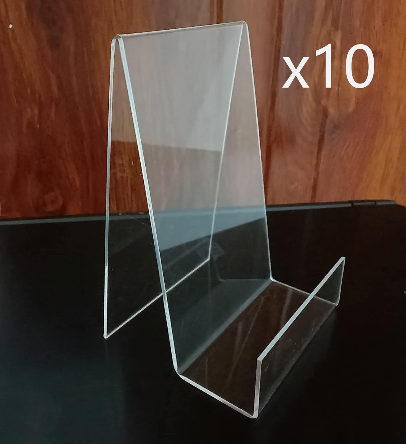6'' x 4'' Acrylic Book Display Stand Clear Easel with Ledge Tablet Holder for Displaying Books, Pictures, Notebooks, CDs, Artworks, etc (Large) (10)