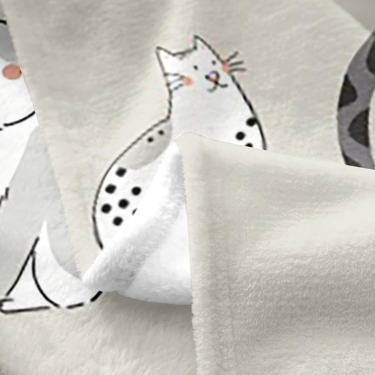 Cute Cats Flannel Fleece Blanket Throw Size,Super Soft Cozy Kawaii Animals Plush Blankets,Lightweight Microfiber Cat Pattern Throw Blanket for Couch Sofa Bed,50x60 Inches