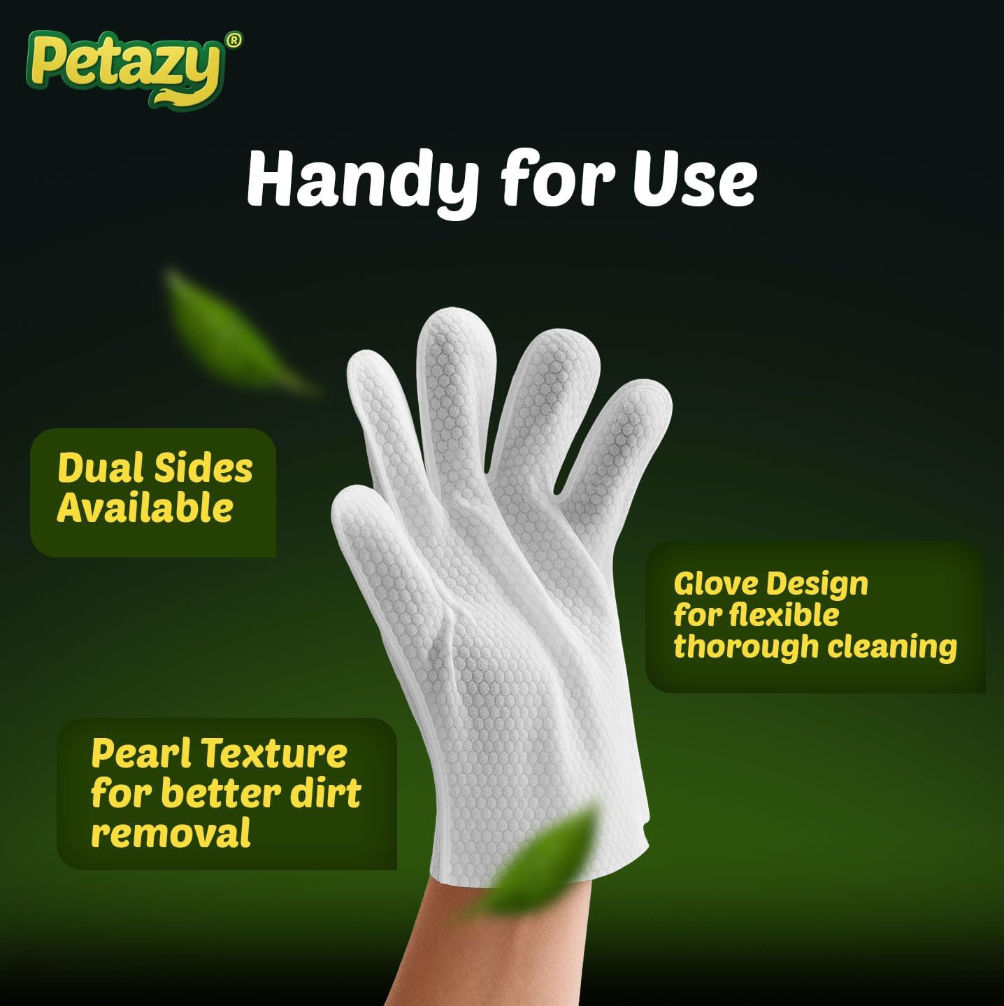 Pet Glove Wipes for Dogs & Cats – Hypoallergenic Thick Cleaning Gloves with Aloe & Coconut Oil for Paws, Face, Ears & Butt, Instant No Rinse Grooming Wipes to Deodorize and Hydrate, 25 Pack