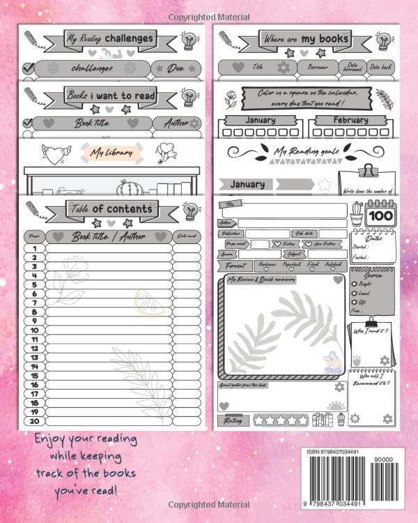book journal reading log for women and Teen Girls: Reading Log Book Tracker to Write your Reviews and Favorite Quotes | 121 Pages | 8 x 10 inches.