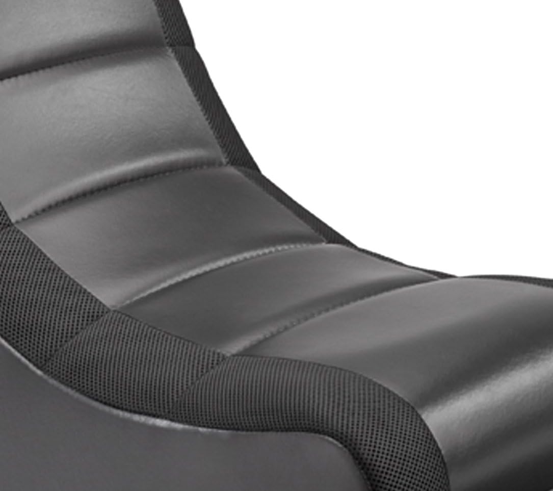 The Crew Furniture Classic Video Rocker Gaming Chair, for Kids and Teens, PU Faux Leather & Polyester Mesh, Black/Black