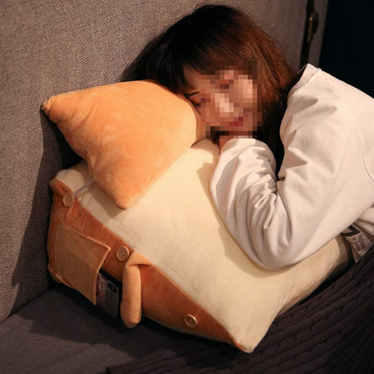 Cute Bread Triangular Cushion Pillow Bed Triangular Wedge Pillow Sofa Reading Backrest Cushion Washable Adjustable Back Wedge Cushion Pillow Waist Cushion (Angry, 45×42×23cm)