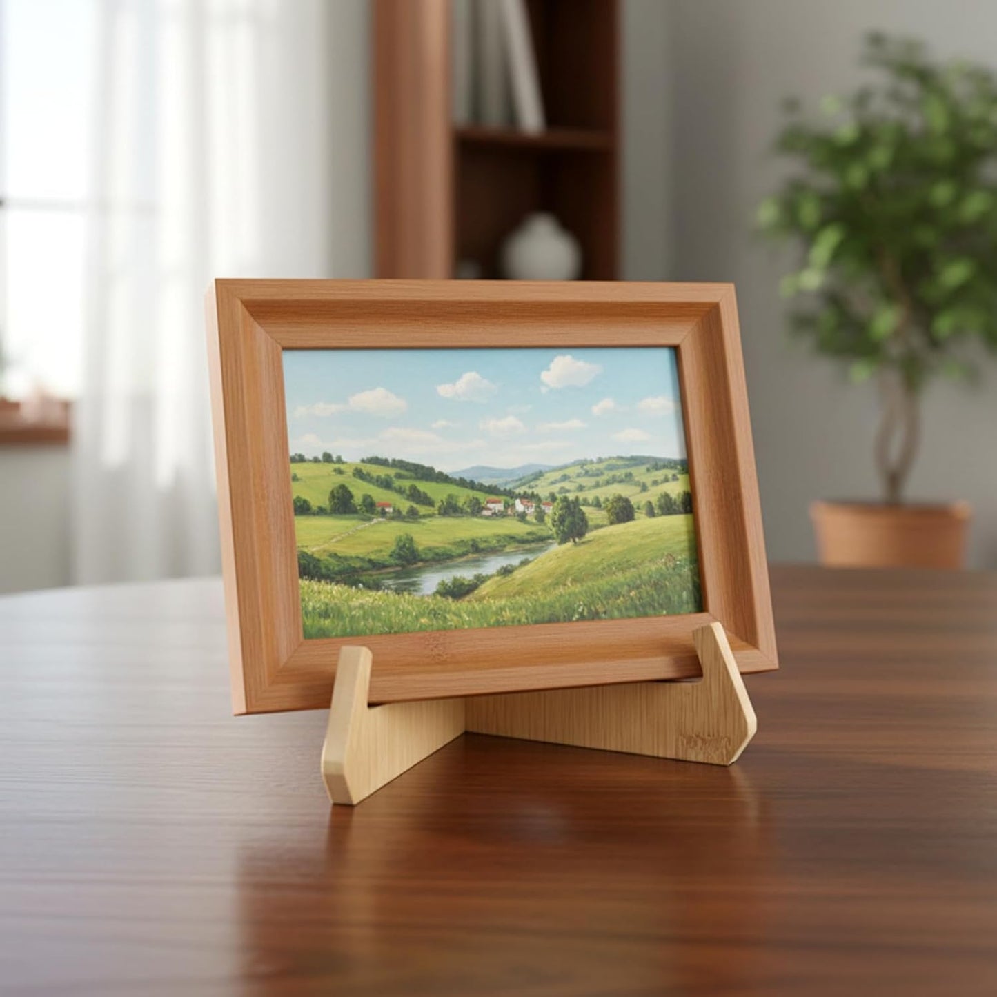 Wooden Decorative Plate Display Stand, 6 Inch Wooden Plaque Stand Picture Stands For Table Table Easels For Display To Cook Books Art Certificates And More