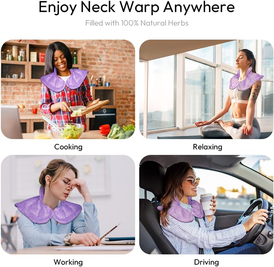 Microwavable Heated Neck Wrap Warmer and Shoulder Heating Pad Microwave, Weighted Microwave Heating Pad for Neck and Shoulders Hot and Cold Compress