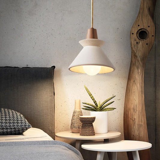 9.4'' Concrete Pendant Lights Kitchen Island Hanging Lights Unique Pinecone Lampshade Industrial Chandelier Nordic Cement Pendant Light for Dining Room,Bedside,Kitchen,Hallway,1Pcs,White