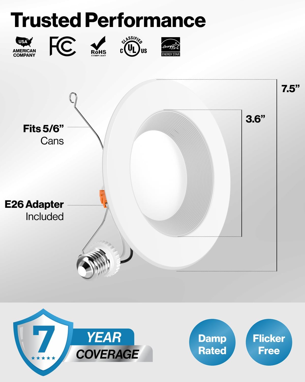 Sunco 12 Pack 6 Inch LED Recessed Light, Retrofit Downlight Can Lights for Ceiling, Baffle Trim, 1050 LM, 13W (75W Equivalent), 5000K Daylight, Dimmable, Damp Rated UL