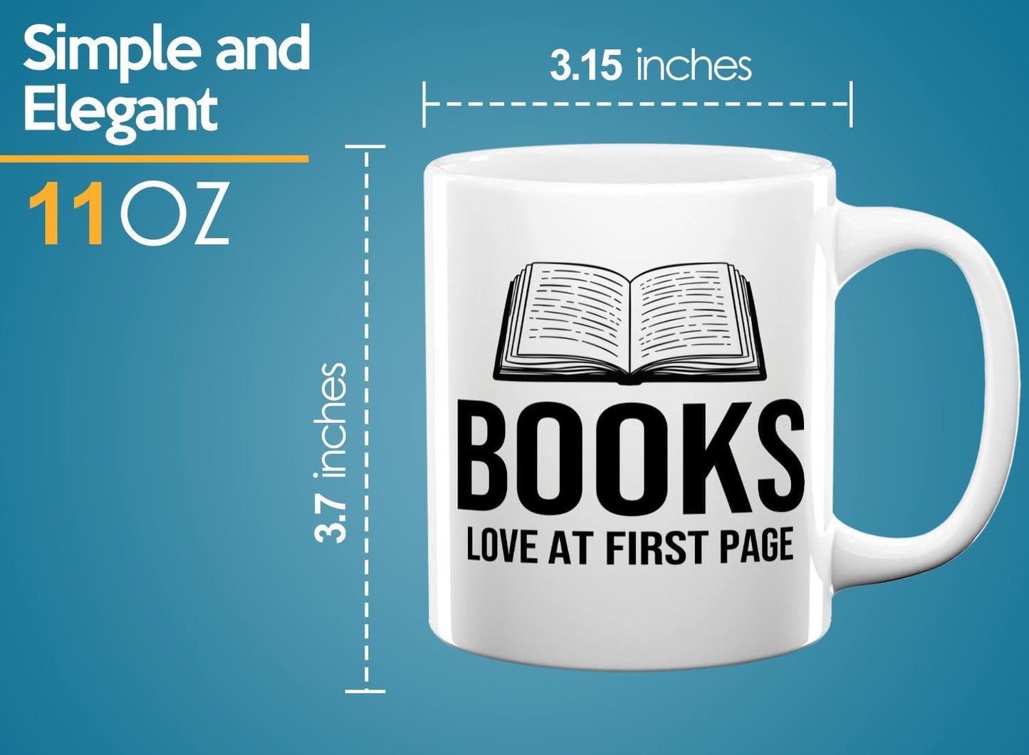 Book Lover Coffee Mug 11oz White -Books Love at - Bookworm Literature Library Book Lover Reader Booked Editor Intellectual Studious